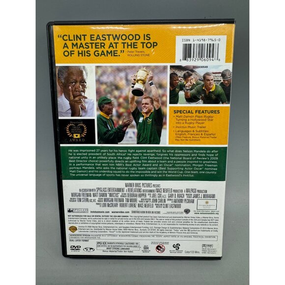 Invictus DVD PG13 English WB 133 minutes READ used see photos - Picture 2 of 3